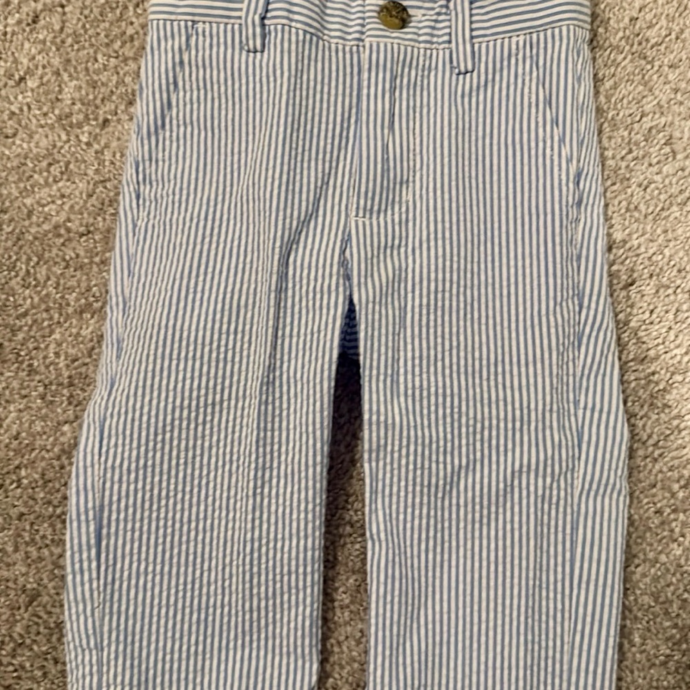 Blue and White Striped Pants